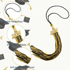 2025 Graduation Tassels,1Pcs Cap Tassel Decoration with 2025 Year Gold Date Charms,Graduate Gifts for Ceremonies Souvenir High School,Black and Gold