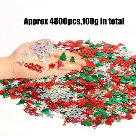 CCINEE 4800pcs Christmas Confetti,Snowflake Santa Claus Metallic Foil Sequins Glitter Table Scatters for Party Decoration