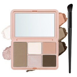 HOSAILY Cool Toned Contour Palette Makeup, All in 1 Highlighter Blush Bronzer Palette for Women, Smooth Long Wear Buildable Nude Primer Powder Three-Dimensional Natural Contouring Face Cosmetic Gift