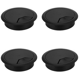 HNGUSNHOP 4 PCS Desk Grommet 80mm Black Cable Hole Cover Plastic Desk Cable Grommets Wire Organizer Caps for Hiding Wire in Home Office Computer Room