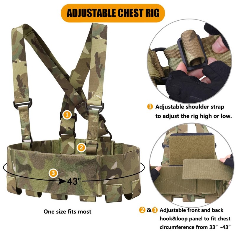 KRYDEX Tactical Chest Rig Elastic Rig Cummerbund with X Harness