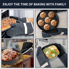 Oven Mitts and PotHolders Sets, 4 Pcs Kitchen Oven Glove High Heat Resistant 400°F Pot Holders for Kitchen, Non-Slip Neoprene Oven Mitts are Suitable for Cooking, Baking (Black)