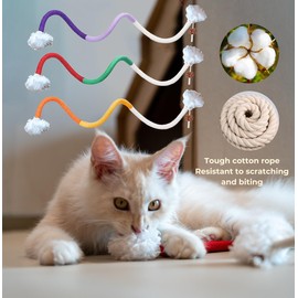 Petelligent Bent Cat Rope Toy, Pet Chew Toys, Interactive Tease Toys for Cats and Kittens, Bite-Proof Playthings, Cotton Rope Kitten Toys Dental Care Stress Relief Pet Supplies (Extra Large 3 Pack)