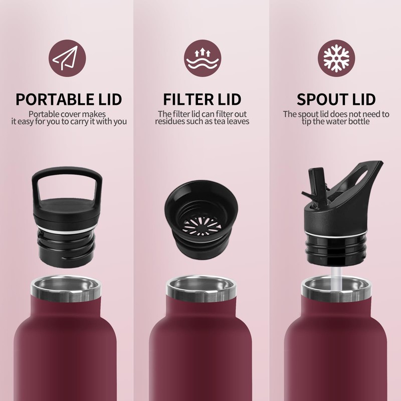 Thermos Flask, 1000 ml, BPA-Free, Stainless Steel, Leak-Proof Insulated Flask,