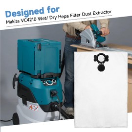 Dimakung W107418353 Vacuum Filter Bags for Makita, Fleece Dust Extractor Bags Fit for Makita Wet/Dry HEPA Filter Dust Extractor/Vacuum Model VC4210L & VC4210M - Pack of 6