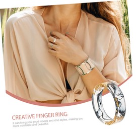 SAFIGLE Resin Gold Foil Ring Set for Women Stacking Ring Smooth Surface and Creative