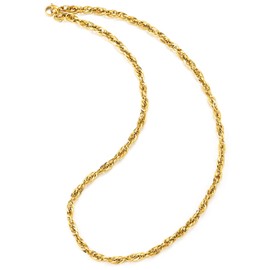 COOLSTEELANDBEYOND Gold Rope Chain Necklace, Hip Hop Gold Chain Twisted Links, Steel Punk Rock, Mens Womens, Metal, No Gemstone