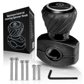 FOURING Universal Steering Wheel Spinner Knob - Smooth Black Finish | Fits Steering Wheels 0.5"-1.75" Diameter | Effortless Spinning for Cars, Trucks, Tractors, Boats, Semi-Trucks, Forklift & More