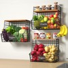 3 Pack Fruit Basket for Kitchen with Wood Lid -