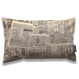 AOYEGO French Newspaper Throw Pillow Cover 12x20 Inch Vintage Woman Fashion Magazine Paris Rectangle Pillow Cases Home Decorative Cotton Linen Cushion Cover for Bed Sofa