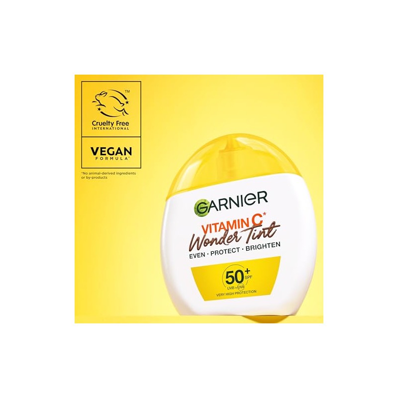 Garnier Vitamin C* Wonder Tint SPF50+, Dark Shade, All-In-1 Tinted