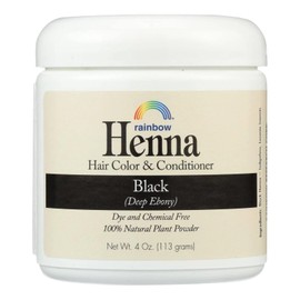 Rainbow Research Henna Hair Color & Conditioner - Black (Deep Ebony) 4 oz (113 grams) Jar