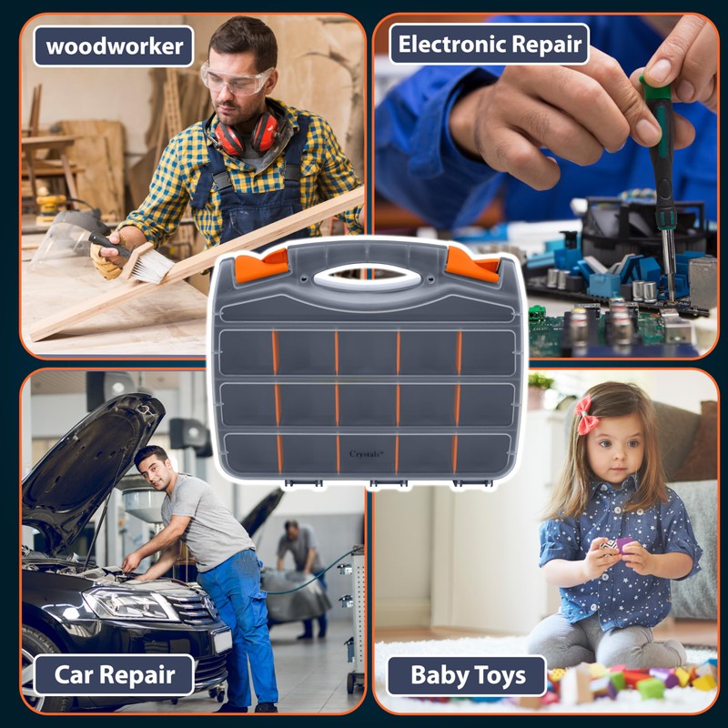 Crystals Tool Box Organiser - Double Side Tool Storage Organisers