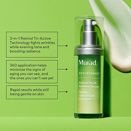 Murad Retinol Youth Renewal Serum - Suero de retinol de acción rápida para cara y cuello - Mejora visiblemente las líneas y arrugas, la piel se ve más firme y se siente más suave, lo suficientemente