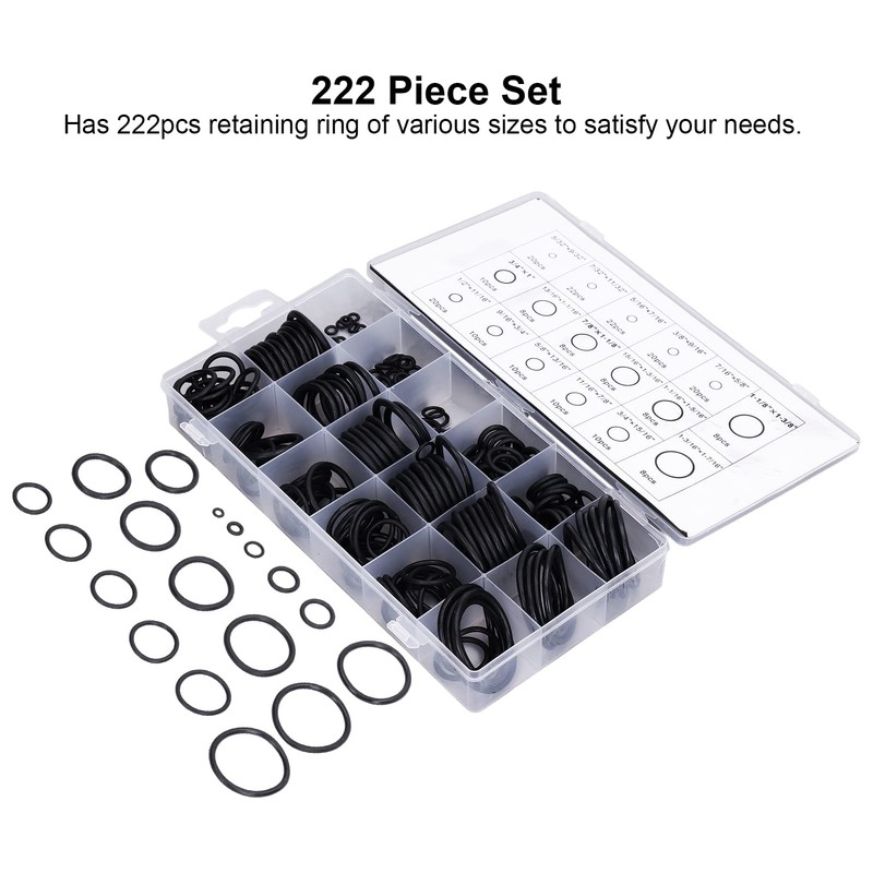 Rubber O Rings, O Ring Kit O Rings Rubber 222Pcs