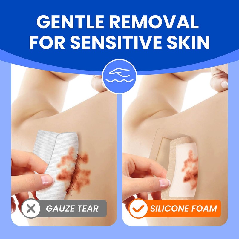 Large Waterproof Bandages 6x6 Silicone Foam Dressing for Sensitive Skin