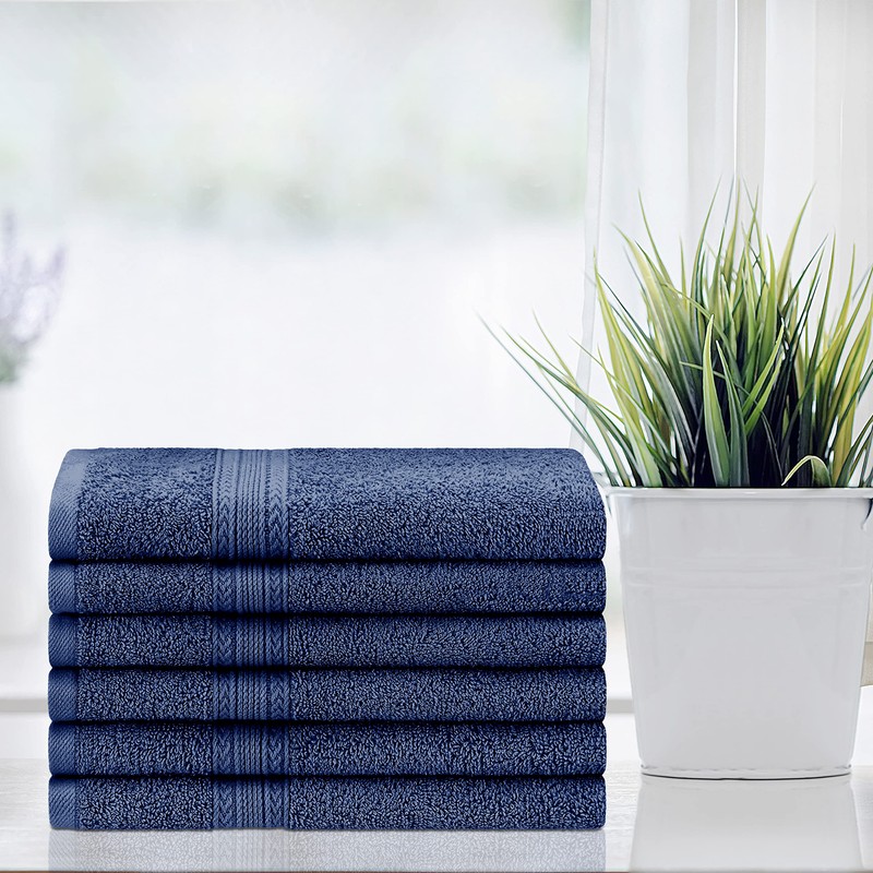 Superior Eco-Friendly Cotton 6-Piece Hand Towel Set, Small Towels for