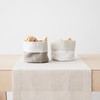 LinenMe Beige Natural Striped Linen Cotton Basket Jazz, MEDIUM (20