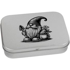 Azeeda 110mm 'Garden Gnome With Trowel' Metal Hinged Tin/Storage Box (TT00246316)
