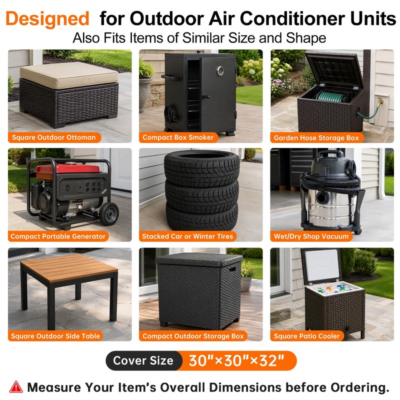Air Conditioner Cover for Outside Units,30"Wx30"Dx32"H,600D Waterproof