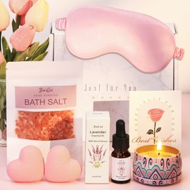 Rose & Lavender Pamper Hampers For Women, Relaxation Spa Gift Set Mother Birthday Pamper Gifts For Her Self Care Gift Set Mum Bath Gift Set Girls Pamper Kit Care Package For Women Hug in A Box Gift