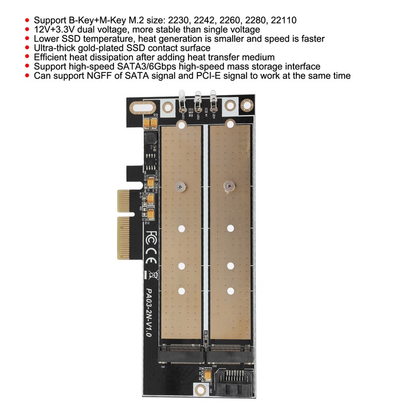 Adapter Card PCI-E B-keyM-key M.2 NGFF+NVME Interface NGFF SSD Hard