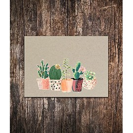Cultural Bindings Potted Succulent Blank Note Cards Set of 10 Note Cards - Blank Note Cards - Succulent Stationary - Succulent Gifts, 4.25 x 5.5 in