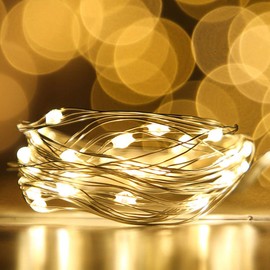 LED String Lights, 6.6FT LED Moon Lights 20 Led Micro Lights On Silver Copper Wire (Batteries Include) for DIY Wedding Centerpiece, Table Decoration, Party (12, Warm White)
