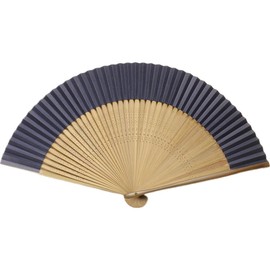 Kyoto Folding Fan, Large Short, Navy Blue, Gray, Reversible, Men's, For Men, Kyoto, Made in Japan, Paper Fan, Craftsmanship, Kimono Accessories, Gift for Yourself, multicolor (navy / gray)