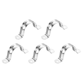 sourcing map 5Pcs Rigid Pipe Straps, 45mm(1.77") 304 Stainless Steel 2 Hole U-Shaped Bracket Tube Hanger Pipe Clamps for Fixing Pipe Cable