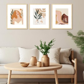 Golden State Art, 16x20 Picture Frame - Solid Wood with Oak Grain - 20x16 Matted to 11x14 Photo - Real Glass - Wall Decor Display - 3 Pack