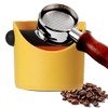 POPOYU Coffee Knock Box,Mini Espresso Knock Box,Yellow Coffee Grounds Container