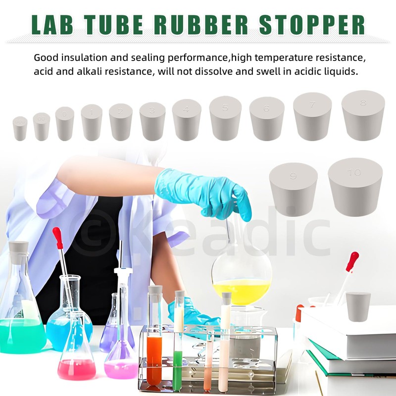 Keadic Solid Rubber Stopper Lab Plug Tapered Lab Seal Rubber