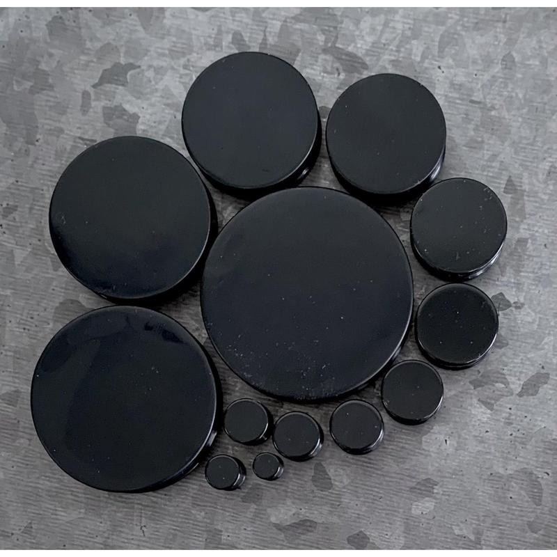 PAIR of Midnight Black Solid Silicone Double Flare Plugs -