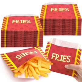 ZEAYEA 500 Pack French Fry Bag, 5.5 × 5 inch Grease Resistant Snack Serving Bags for French Fries, Cookies, Fried Food, Disposable Hash Brown Fries Bags for Outdoor Entertaining, Restaurant, Party