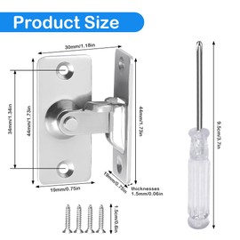 TPBSITNS 2PCS 90 Degree Right Angle Door Lock, Stainless Steel Door Latch with 8 Screws & Screwdrivers, Buckle Safety Door Bolt Lock Hasp Latch for Sliding Barn Door Window Silver