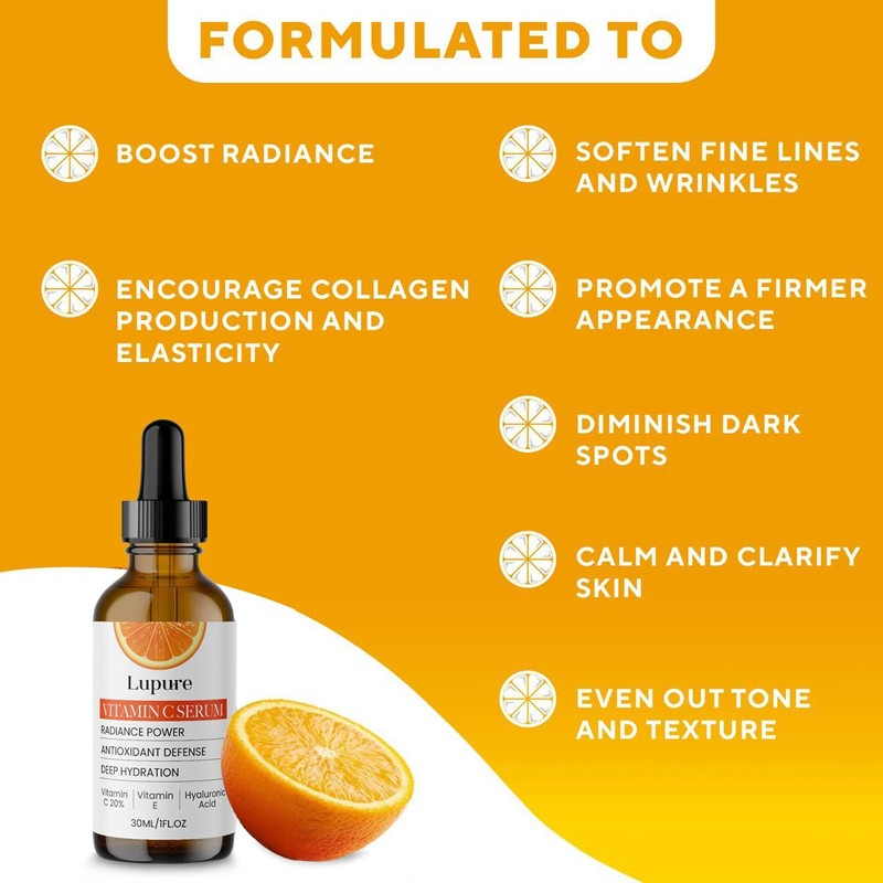 Lupure Professional Vitamin C Face Serum 20%, Anti Aging Facial