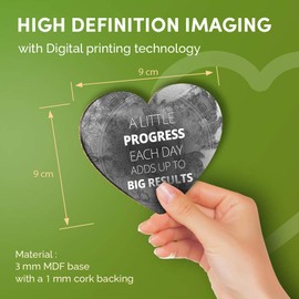 Destination Vinyl ltd Great Coasters (Set of 4) Heart - BW - Positive Motivational Quote Drink Glossy Coasters/Tabletop Protection for Any Table Type #36173