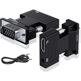 8K VGA to HDMI, 1080P VGA to HDMI Adapter Coverter, HDMI Female to VGA Male Converter with Full HD Audio, Video Output for TV, Computer, Projector, Laptop, HDTV.