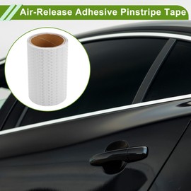 HOPESPANNER Universal 9.84ft x 5.91In Air-Release Adhesive Pinstripe Tape Reflective Automotive Pinstriping Tape PVC White