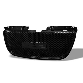 TLAPS 7422452147189 Compatible With 2007-2014 GMC Yukon/XL/Denali Glossy Black Round Hole Mesh Front Bumper Grill Grille