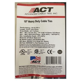 Sherco-Auto Heavy Duty Black 18.5" Inch Cable Zip Ties 175 Pounds Tensile Strength UV Resistant Wire Wrap - 50 Pack - Made in the USA