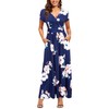 OUGES Women's V-Neck Pattern Pocket Maxi Long Dress(Floral-12,M)
