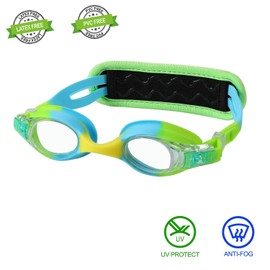 HYDROCOMFY Toddler Goggles age 3-5, kids goggles age 4-6, Green Dino Goggles for Toddlers/Kids/Baby