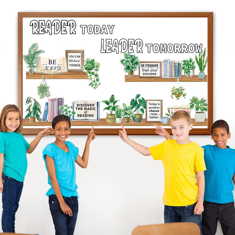 Spring Potted Plant Bulletin Board Set Boho Motivational Reading Classroom