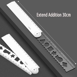 12 Inch Folding Ruler, 2 Pack Acrylic Folding Ruler Angle Measurement Ruler, Clear Flexible Black and White Dual Side Rulers Adjustable Geometry Measuring Ruler for Drawing and Measuring Tools