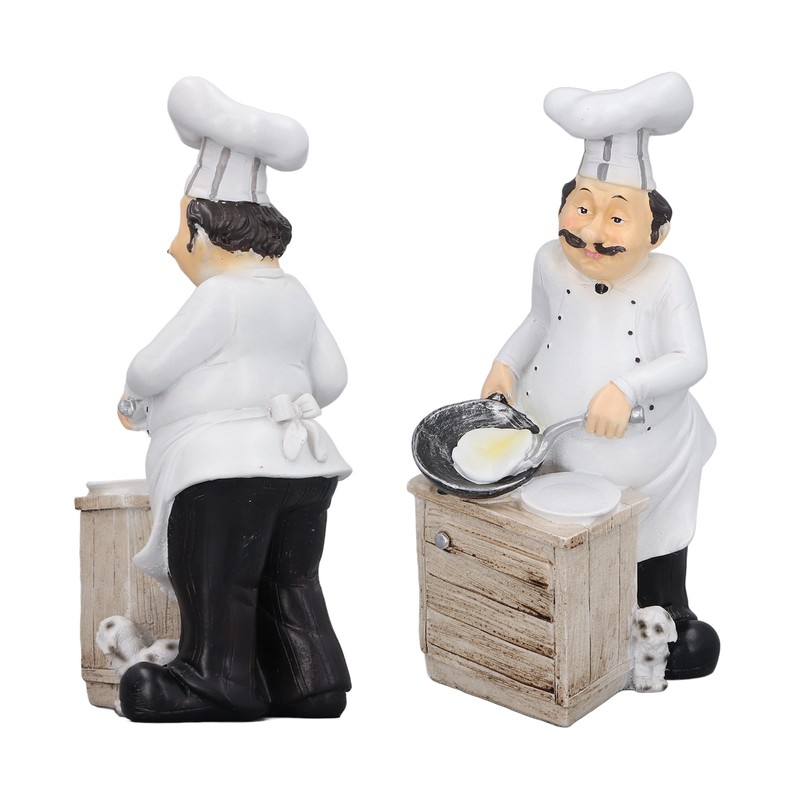 Chef Cooking Figurine Small Stereoscopic Art Ornament Resin Decoration Statue