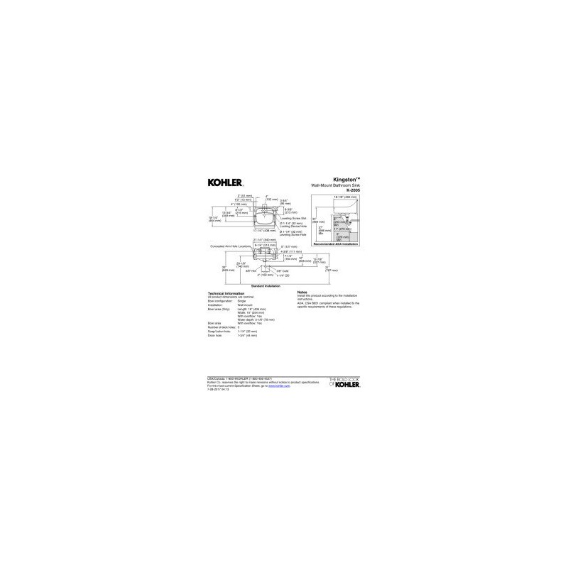 KOHLER KINGSTON 21X18 LAVATORY/4CC