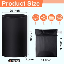 55 Gallon Drum Cover, 210D Oxford Cloth Water Storage Barrel Cover, 25 x 37 Inch Outdoor Waterproof Rain Snow Bucket Cover with Drawstring, UV Protection, Anti Dust (2 Pcs)