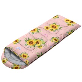 Sleeping Bags for Adults Kids,Backpacking Camping Sleeping Bag for Girls Boys Lightweight Waterproof Cold/Warm Weather Sleeping Bag for All Season (Sunflower Pink, Single -31.5x90.5)
